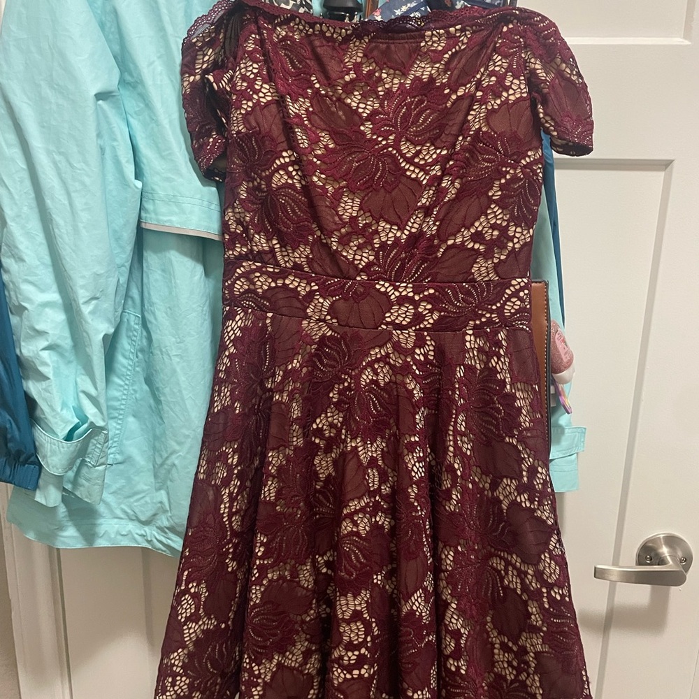 B Darlin Wine Lace Dress